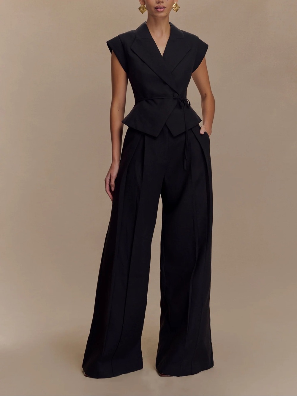 Meshki Raya Mid Rise Wide Leg Linen Pant - Picture 2 of 5